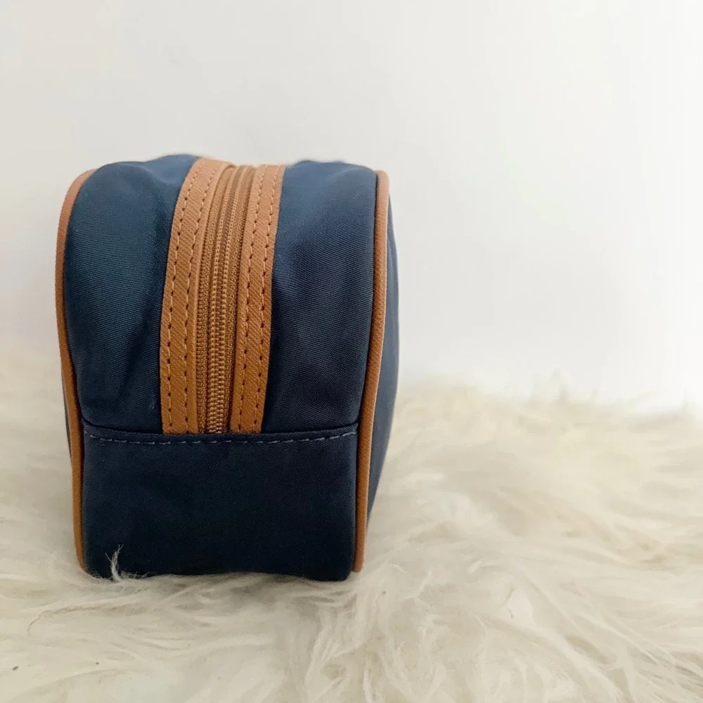 Michael Kors Navy Blue Nylon Cosmetic Bag Gold Hardware AI-1301